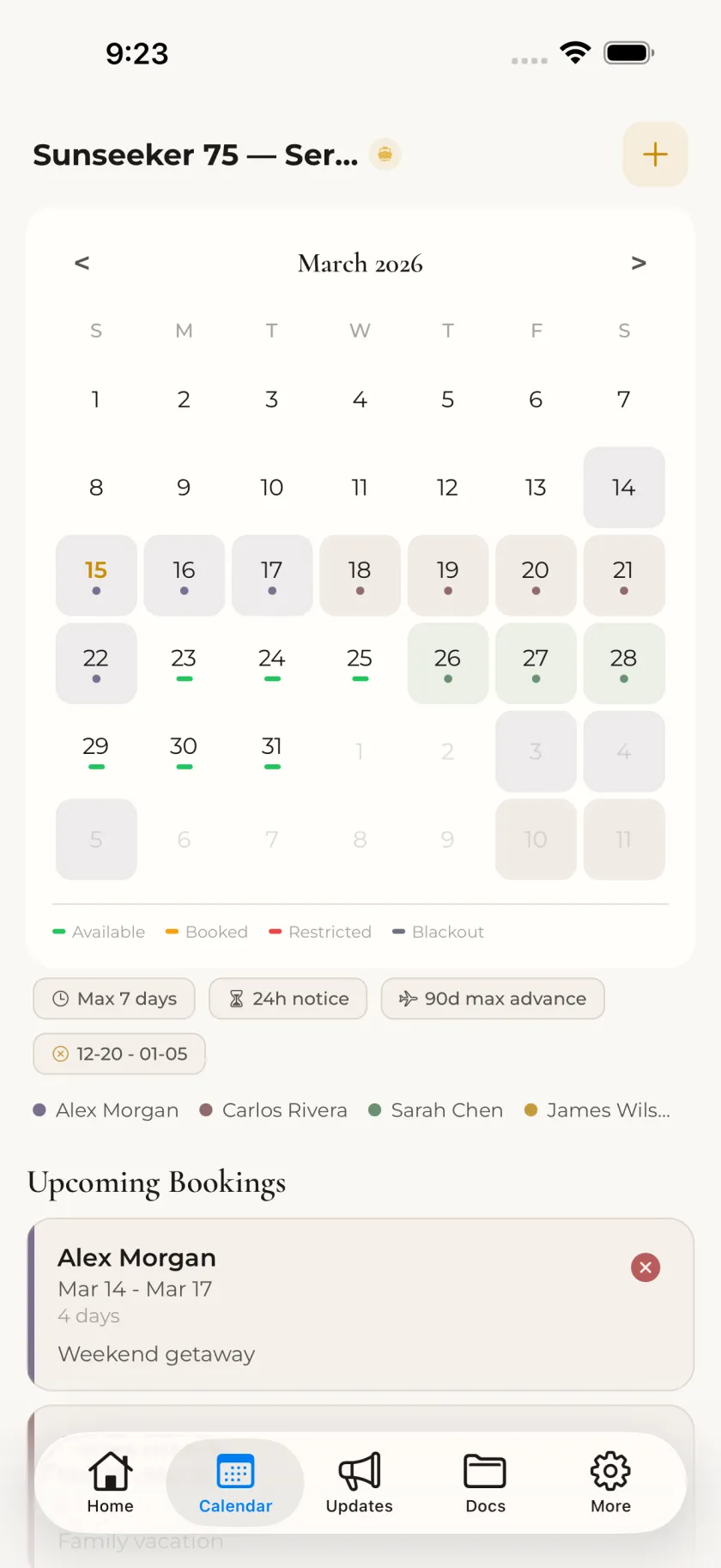 The ShareCraft shared calendar